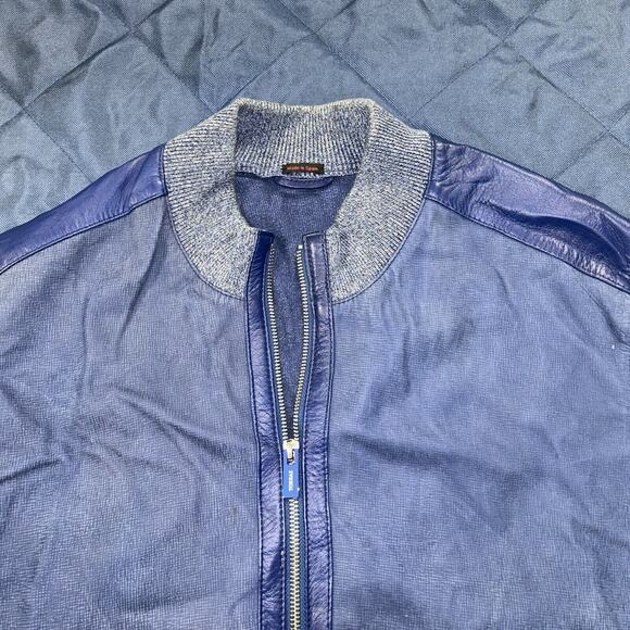 Rare Vintage Leather Knit Jacket Barcelino Torras Made in Spain US Size 46 - Picture 5 of 13